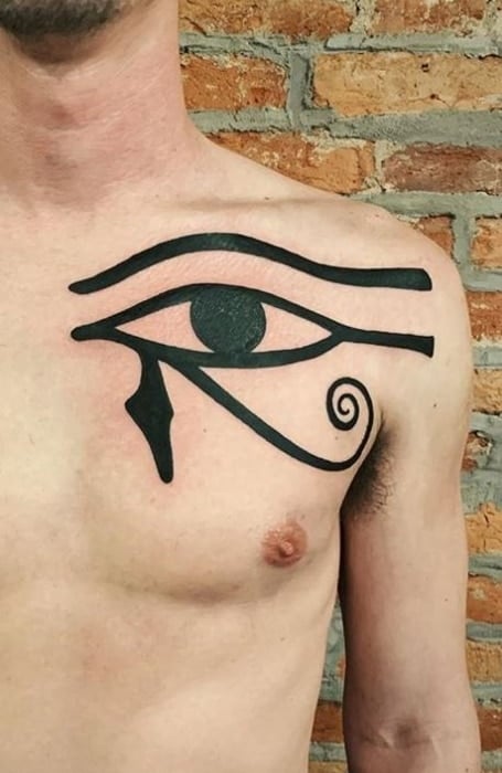 Ancient Egypt tattoo and t-shirt design. Horus god, eye of Ra, symbol of  ancient civilization. Black and white vector graphics Stock Vector | Adobe  Stock