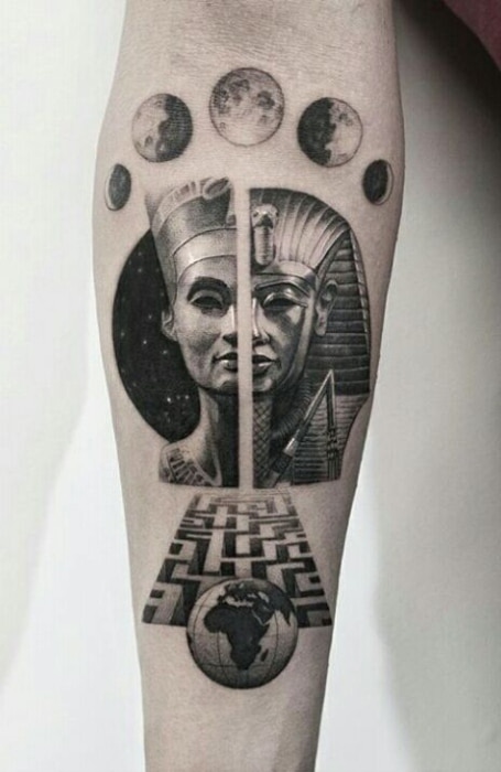 Egyptian Gods Realistic Sleeve Tattoo  TATTOOGOTO