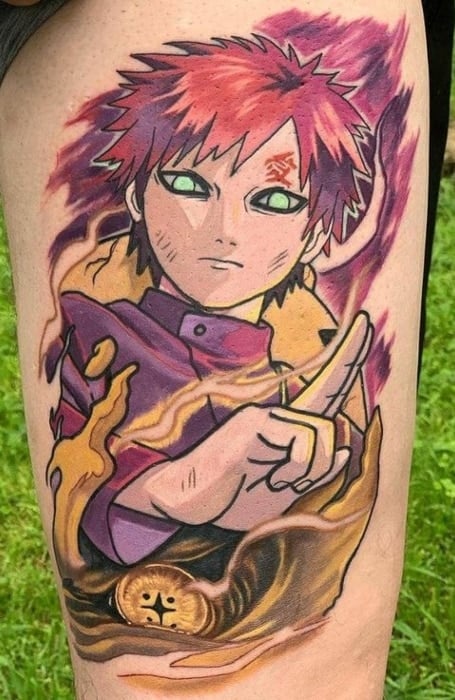 Posted my idea for my new tattoo earlier this week and I finally got it  done Pic is right after cleanup right before bleeding  rNaruto